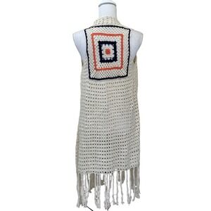 Blu Pepper granny crochet vest, small, hippie, festival, bohemian, celestial